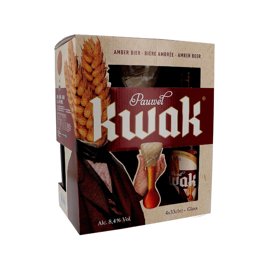 Kwak valies 4x33cl +glas/voet